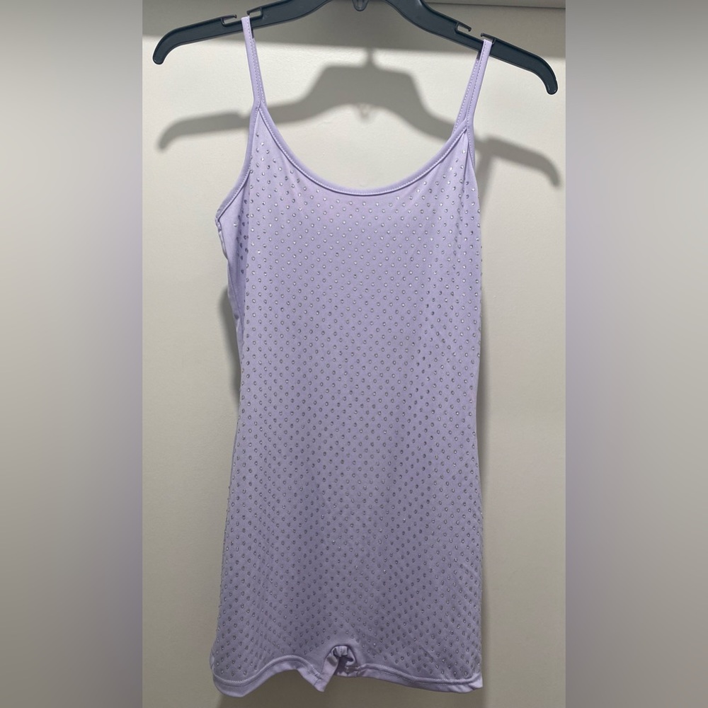 Baddieville Lilac Light Purple Rhinestoned Stretch Romper Jumpsuit Onesie - S